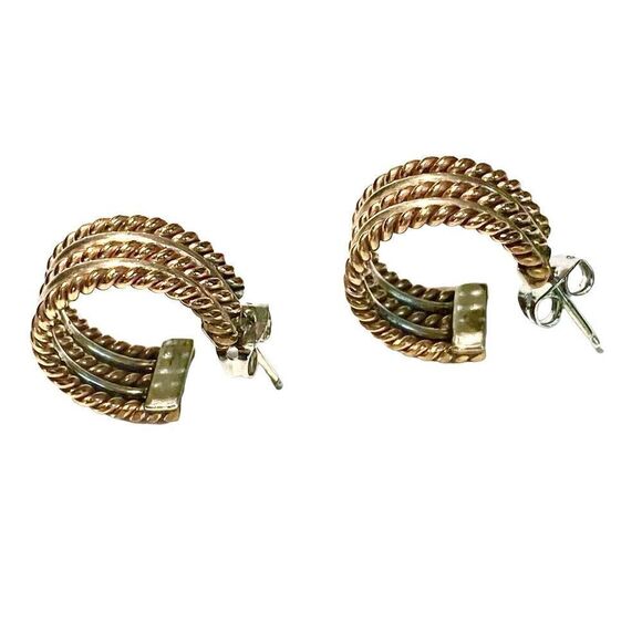 LQ# Vermeil Gold & 925 Silver Circle Stud Earrings - Picture 6 of 7